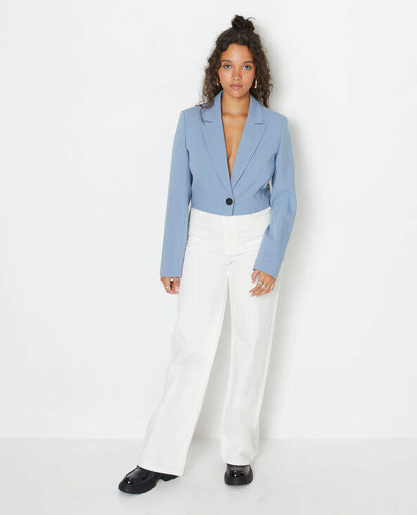 Veste blazer courte avec pinces bleu - Pimkie