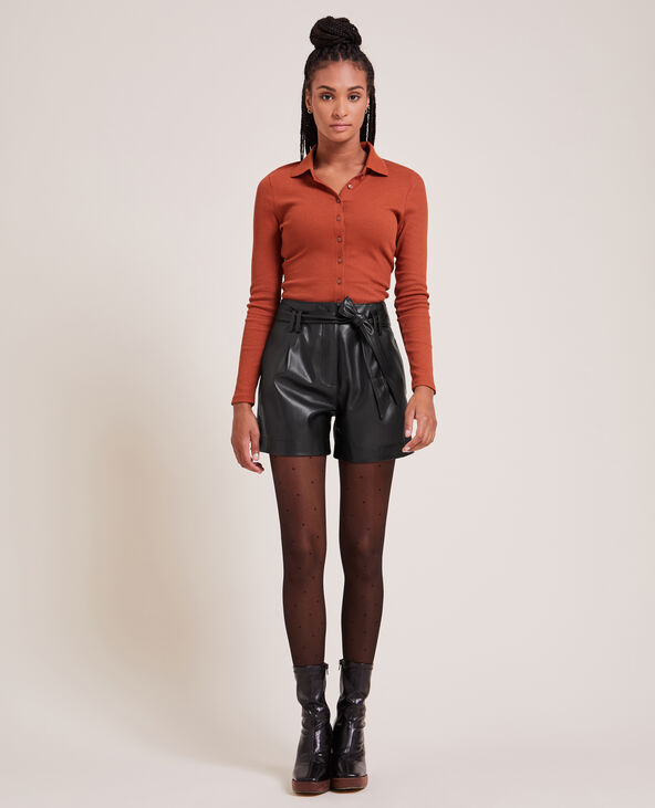 Short taille haute en simili cuir noir - Pimkie