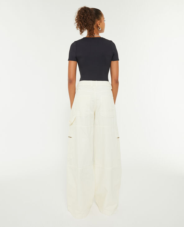 Pantalon ample cargo uni écru - Pimkie