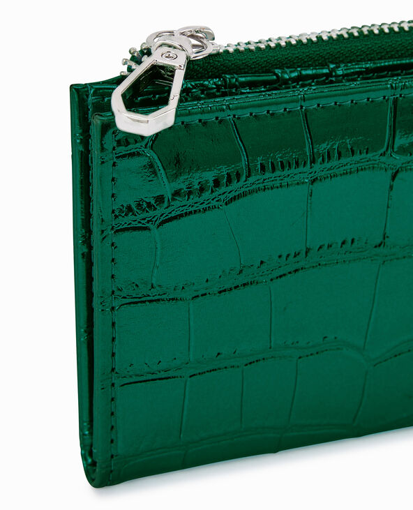 Porte-monnaie effet croco métallisé vert foncé - Pimkie