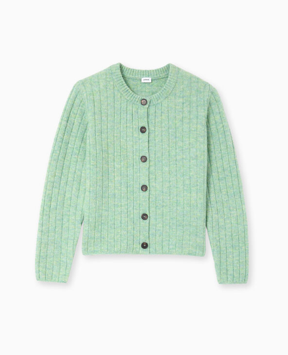 Gilet en maille côtes plates vert - Pimkie
