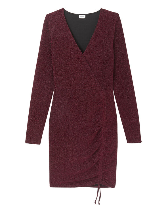 Robe moulante en maille lurex encolure V rouge - Pimkie