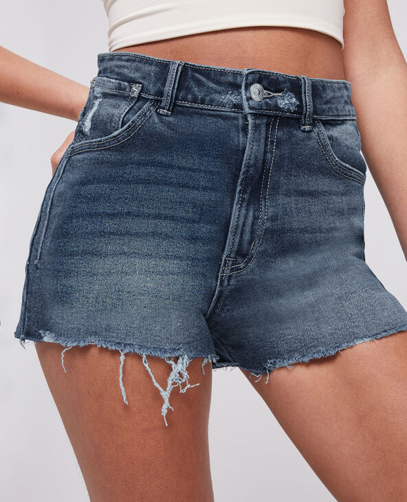 Short en jean destroy taille haute bleu - Pimkie