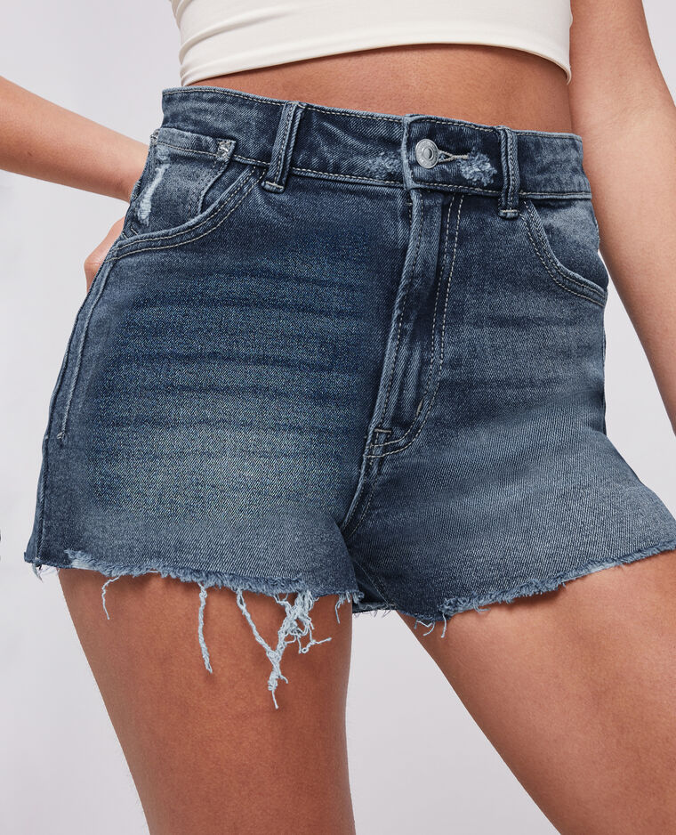 Short en jean destroy taille haute bleu denim - Pimkie