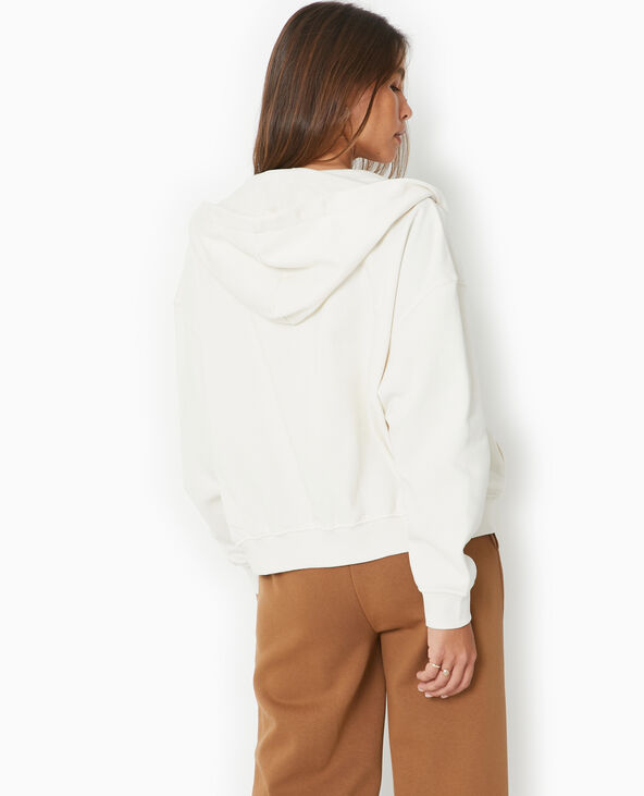 Sweat zippé avec capuche blanc - Pimkie