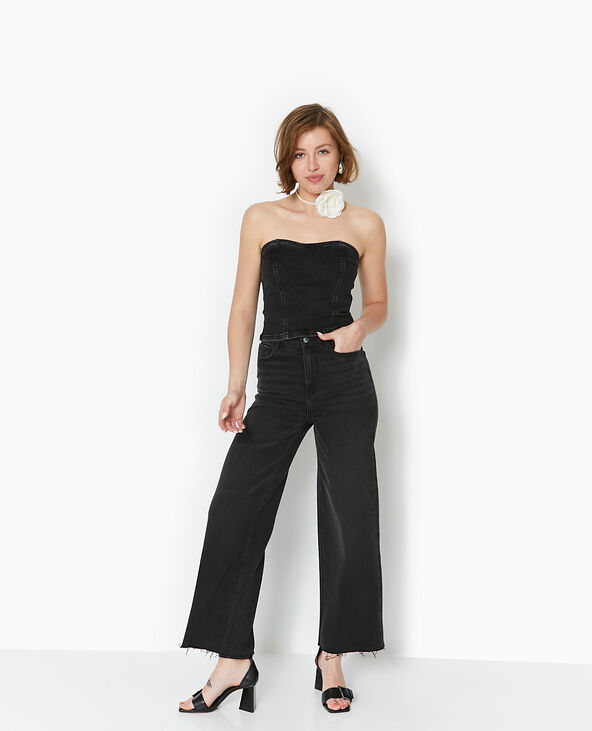 Top bustier en jean stretch noir - Pimkie
