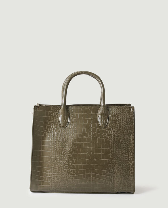Sac à main croco vert de gris - Pimkie