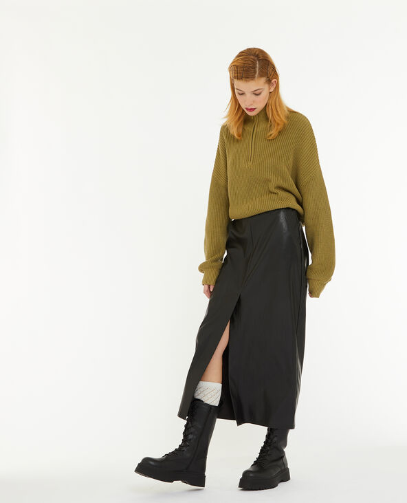 Jupe longue en simili noir - Pimkie