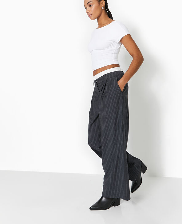 Pantalon large avec effet caleçon apparent gris foncé - Pimkie