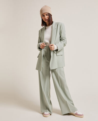 Veste blazer oversize en toile fluide vert - Pimkie