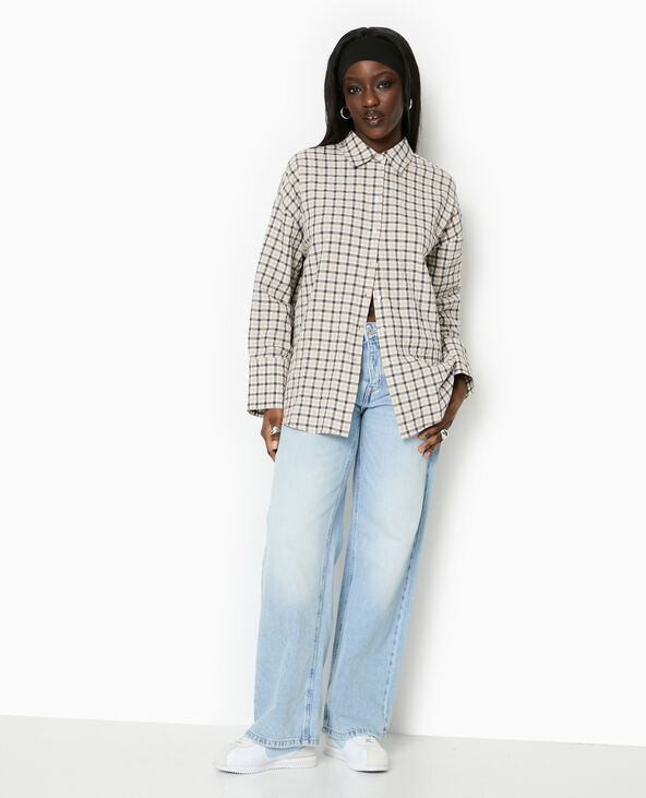Chemise oversize à carreaux blanc - Pimkie
