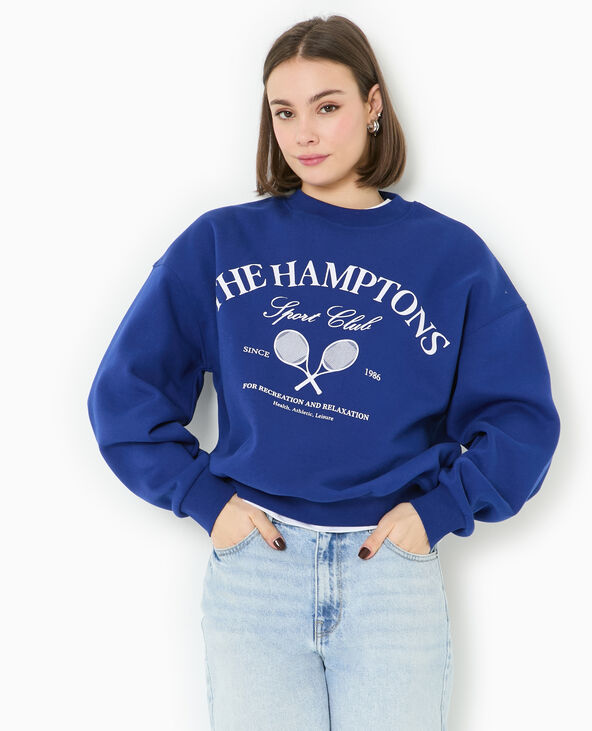 Sweat col rond avec grand print devant bleu marine - Pimkie