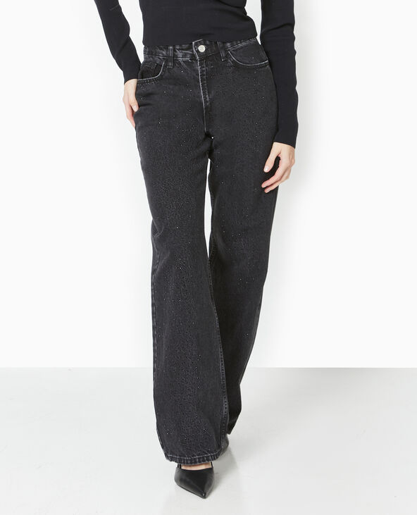 Jean droit avec strass noirs noir - Pimkie
