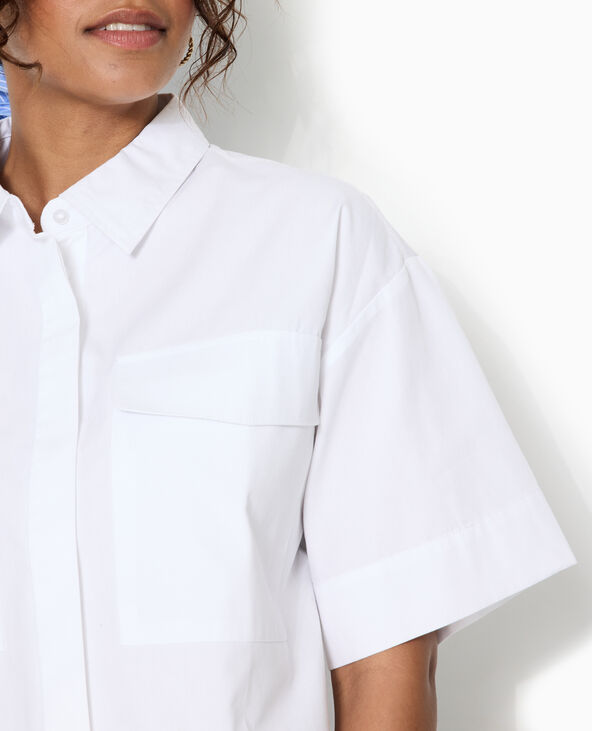Chemise courte avec manches courtes et poches blanc - Pimkie