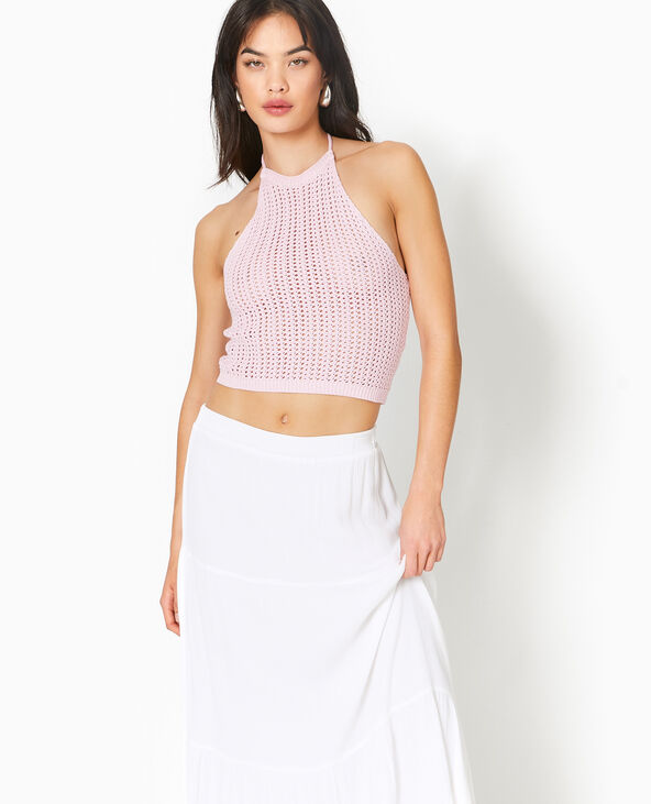 Dos-nu en maille ajourée Rose poudré - Pimkie