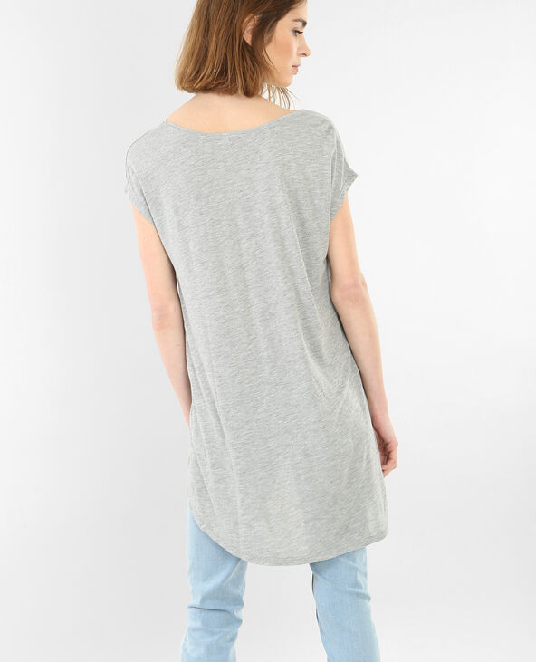 T-shirt long gris chiné - Pimkie