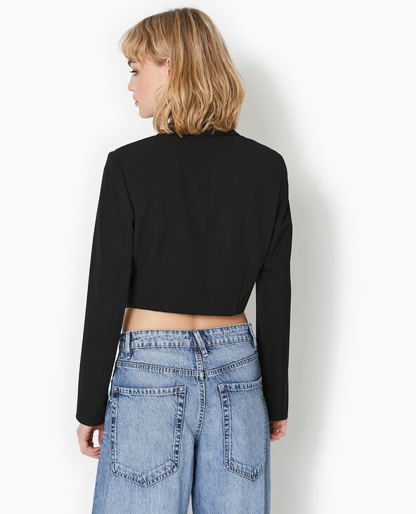 Veste cropped avec liens à nouer noir - Pimkie