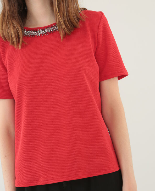 Top col bijou rouge - Pimkie