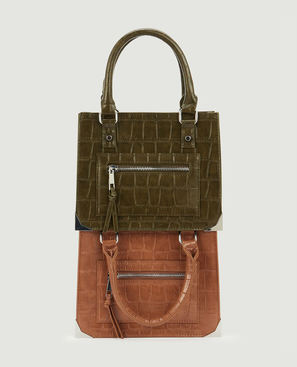 Sac boxy effet croco avec chaîne camel - Pimkie