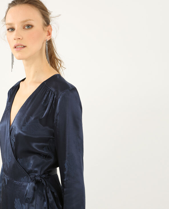 Robe portefeuille satinée bleu marine - Pimkie