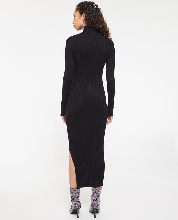 Robe longue moulante en maille côtelée noir - Pimkie