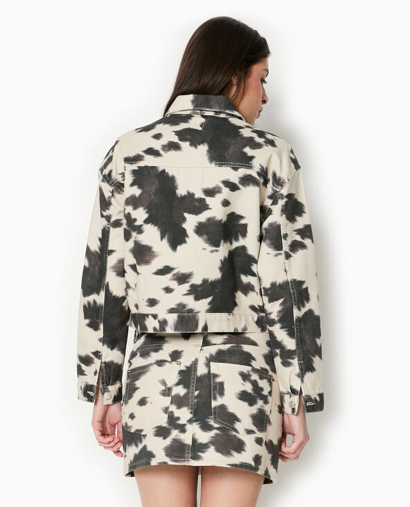 Veste en toile motif vache blanc - Pimkie