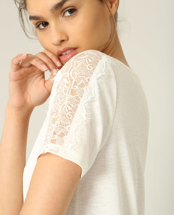 T-shirt dentelle blanc - Pimkie