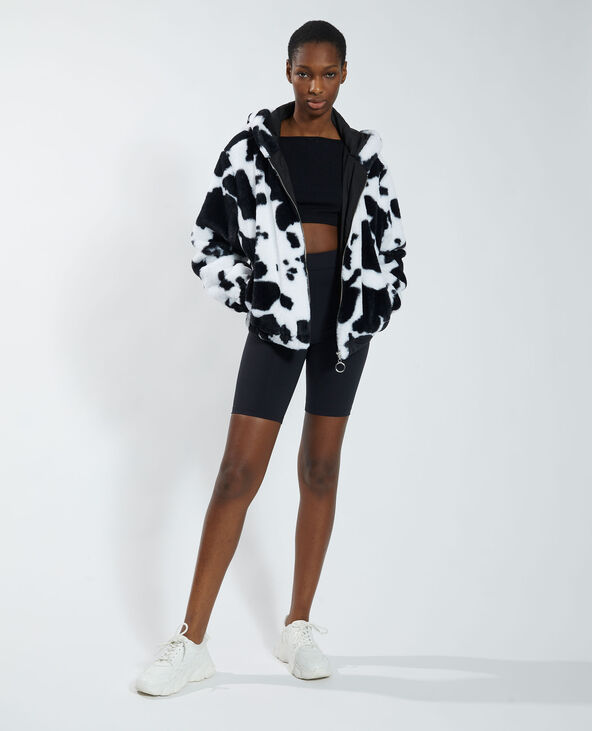 Manteau court fluffy vachette noir - Pimkie
