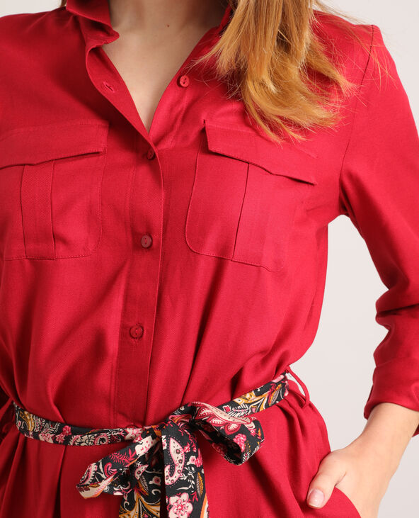 Robe chemise nouée rouge - Pimkie
