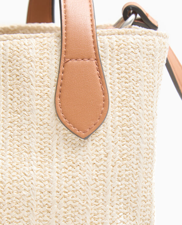 Sac en raphia avec poignées et bandoulière beige - Pimkie