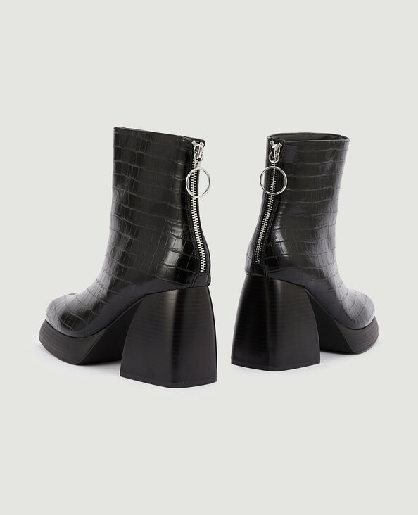 Boots plateformes effet croco noir - Pimkie
