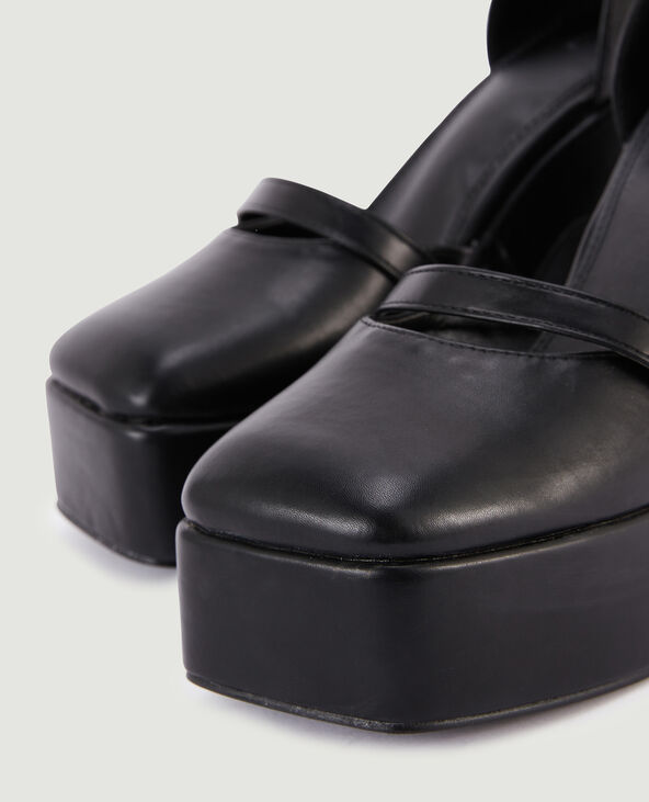 Sandales plateformes avec chaine cœurs noir - Pimkie