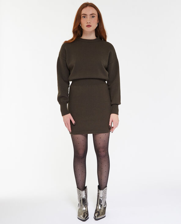 Robe-pull en maille avec taille resserrée vert kaki - Pimkie