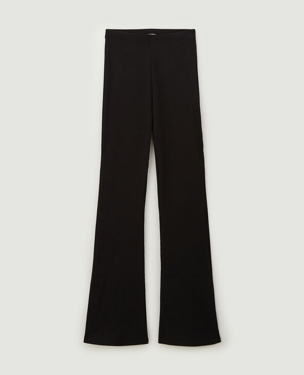 Pantalon flare en maille côtelée noir - Pimkie
