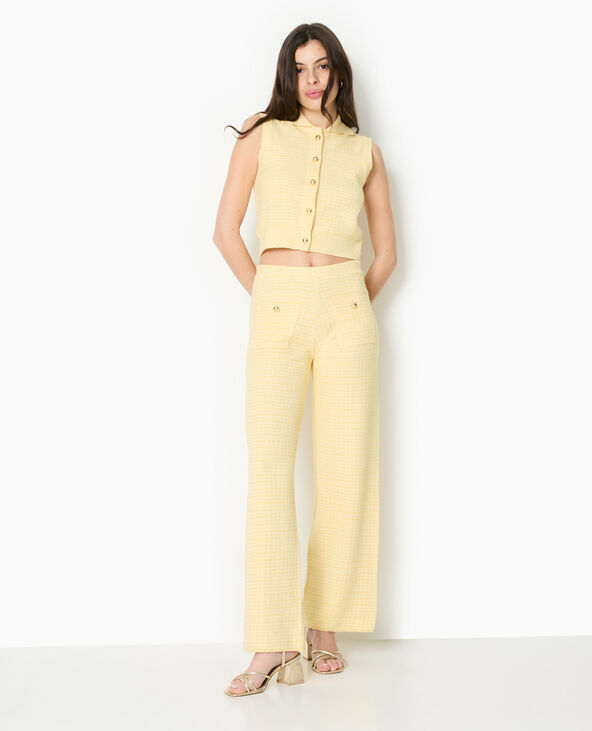 Pantalon en maille à carreaux jaune - Pimkie