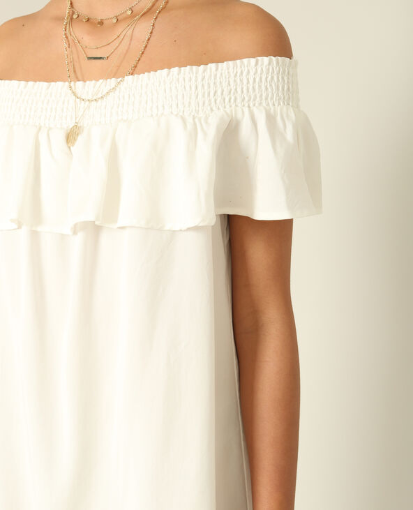 Robe à col bardot blanc - Pimkie