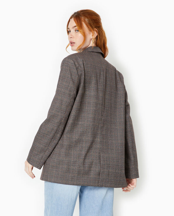 Veste blazer motif carreaux noir - Pimkie