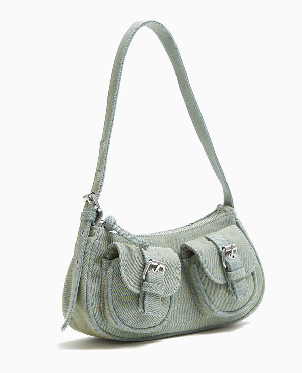 Sac multipoche en jean effet dirty bleu clair - Pimkie