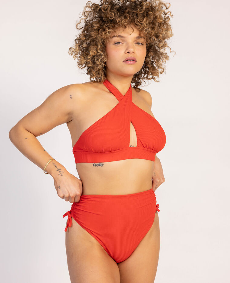 Haut de maillot triangle foulard croisé rouge - Pimkie