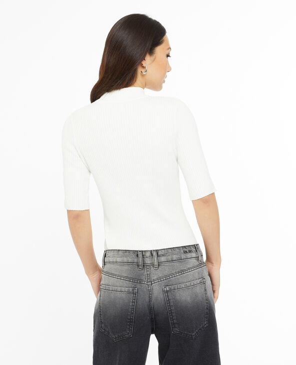Pull col montant manches courtes blanc - Pimkie