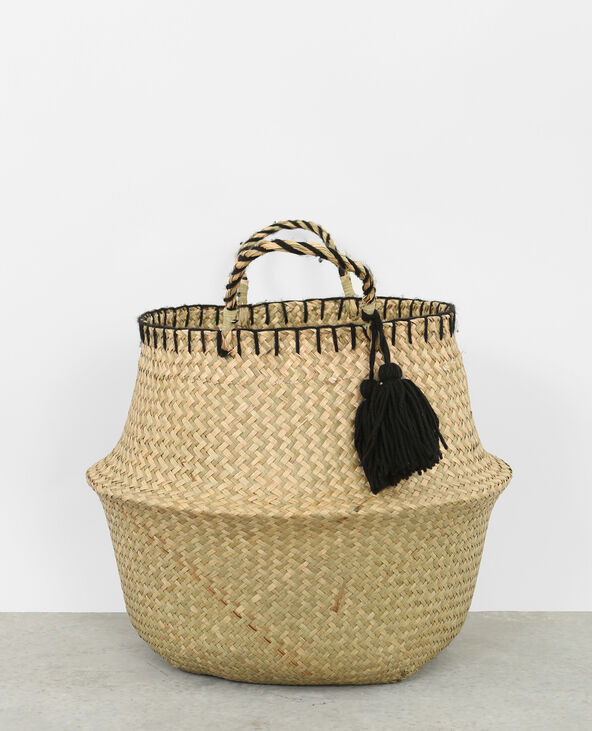 Panier en paille tressée noir - Pimkie