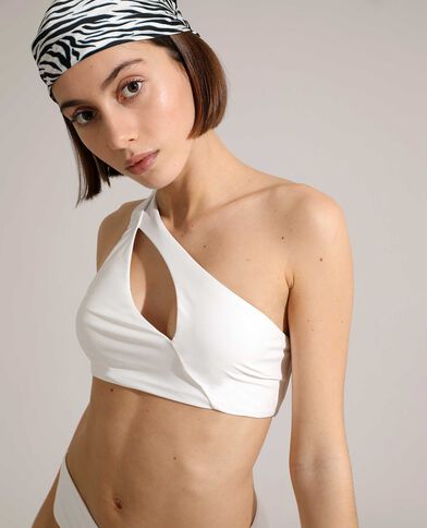 Haut de maillot de bain brassière asymétrique cut out blanc - Pimkie