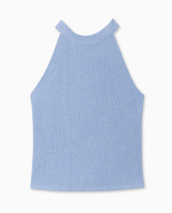 Top dos-nu en maille reliéfée bleu - Pimkie