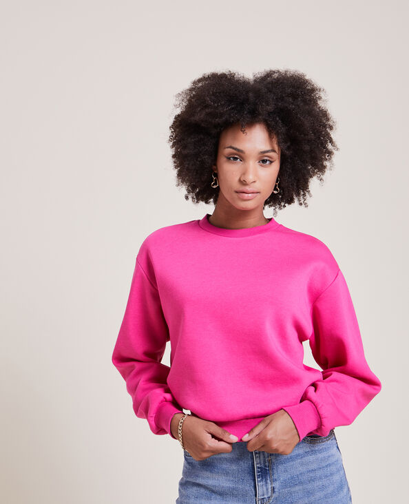 Sweat court col rond rose fuchsia - Pimkie