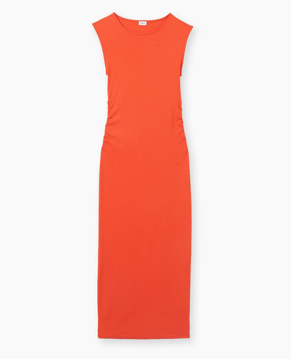 Robe longue sans manches avec fronces côtés orange - Pimkie
