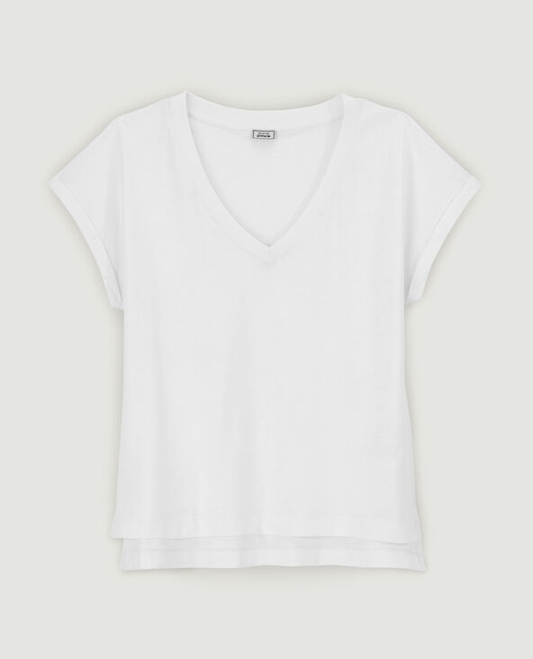 T-shirt col V blanc - Pimkie