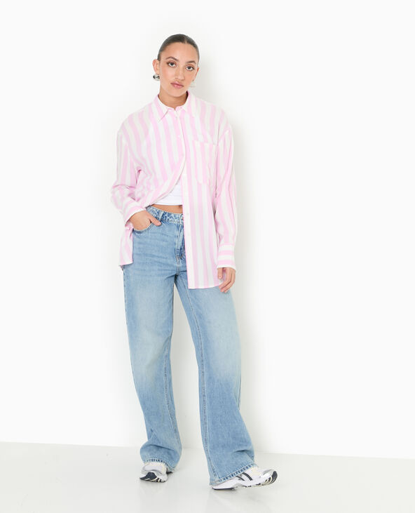 Chemise rayée oversize en tissu fluide rouge - Pimkie