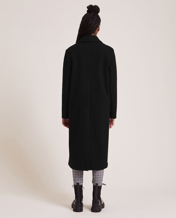 Manteau long effet drap de laine noir - Pimkie