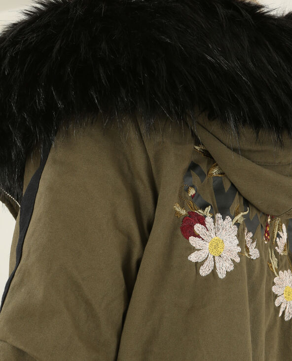 Parka longue brodée vert kaki - Pimkie