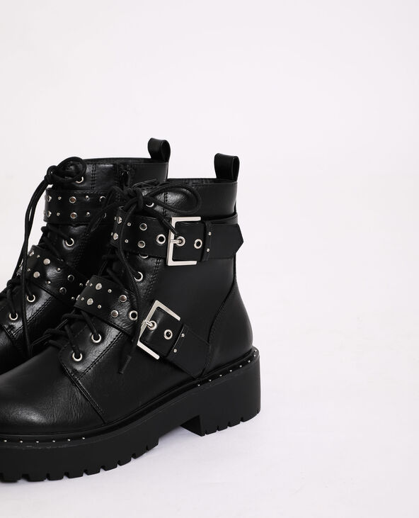 Boots rock à sangles noir - Pimkie